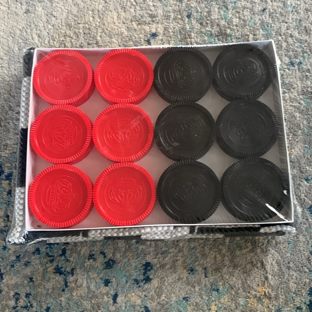 Jumbo 3-in-1 Checker Rug Game - Black and Red - Picture 2 of 2